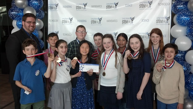 Nathaniel Coulter and classmates at a Long Island STEM event